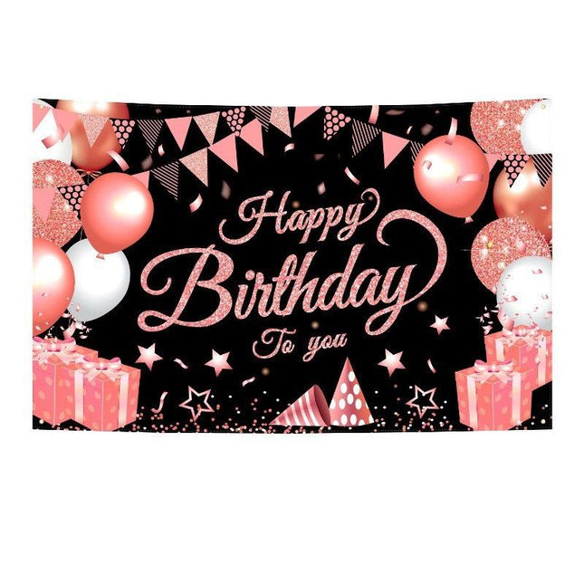 180 115cm Black and Pink Happy Birthday V888-ELOSUNG50868