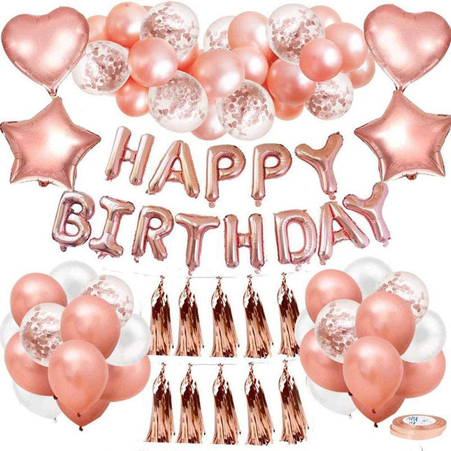Rose Gold Happy Birthday Balloon Decoration V888-ELOSUNG50870