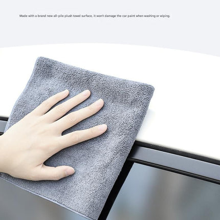 30*40 cm Grey Coral Fleece & Suede Microfiber Cloth Double-Sided Car Wash Towel  , 5X Water Absorption, Scratch-Free & Lint-Free, 360° Stitched Edge for Car Detailing, Glass, Home Cleaning - Multi-Purpose Auto Care Cloth