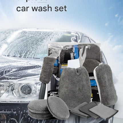 9-Piece Orange Car cleaning kit- Microfibre Wash Mitt, Sponge, Wheel Brush, Waxing Pads & Towels - Complete Auto Detailing Set for Home & Garage Use
