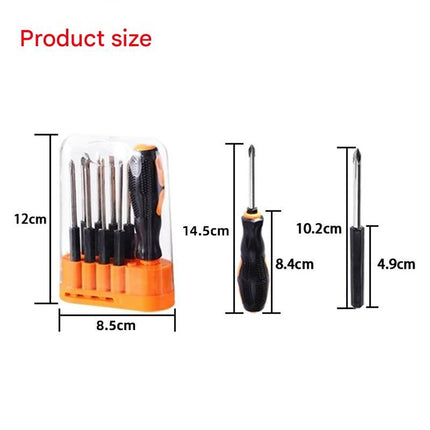 8-in-1 Black and Orange Multi-Bit Screwdriver Set - Compact Precision Tool Kit with Phillips and Slotted Bits - Ergonomic Handle, Hex Shank Design, Portable Storage Base,Chrome vanadium steel - Ideal for Electronics, PC, Appliances, and DIY Repairs