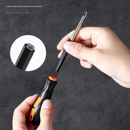8-in-1 Black and Orange Multi-Bit Screwdriver Set - Compact Precision Tool Kit with Phillips and Slotted Bits - Ergonomic Handle, Hex Shank Design, Portable Storage Base,Chrome vanadium steel - Ideal for Electronics, PC, Appliances, and DIY Repairs