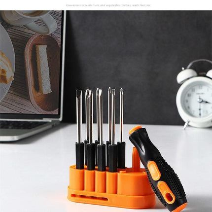 8-in-1 Black and Orange Multi-Bit Screwdriver Set - Compact Precision Tool Kit with Phillips and Slotted Bits - Ergonomic Handle, Hex Shank Design, Portable Storage Base,Chrome vanadium steel - Ideal for Electronics, PC, Appliances, and DIY Repairs