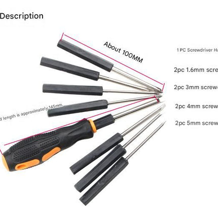8-in-1 Black and Orange Multi-Bit Screwdriver Set - Compact Precision Tool Kit with Phillips and Slotted Bits - Ergonomic Handle, Hex Shank Design, Portable Storage Base,Chrome vanadium steel - Ideal for Electronics, PC, Appliances, and DIY Repairs