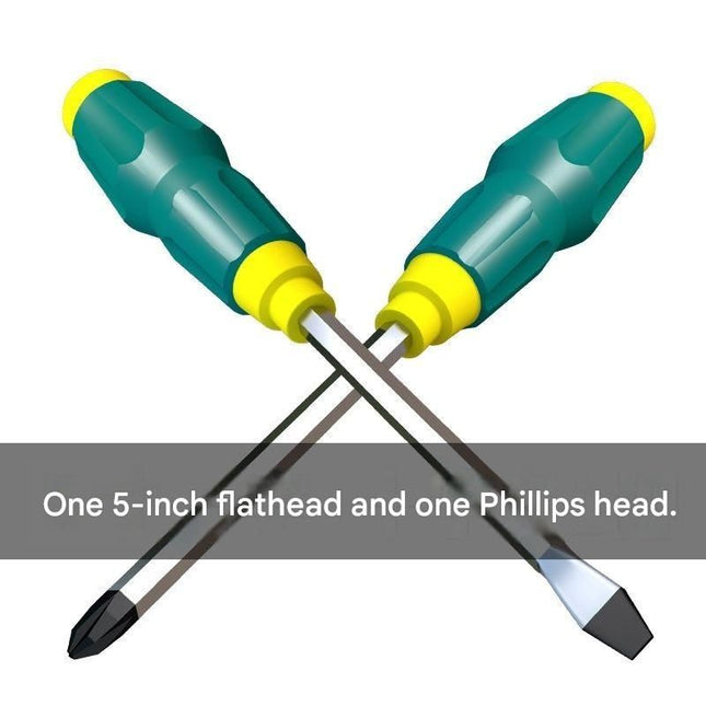 2-piece Green One 5-inch Phillips screwdriver and one 5-inch flathead screwdriver V888-ELOSUNG50894
