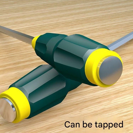 2-piece Green One 5-inch Phillips screwdriver and one 5-inch flathead screwdriver  Impact-Resistant Magnetic Screwdriver with Through-Tang Shaft — Chrome Vanadium Steel Bit, Ergonomic Non-Slip Handle — Ideal for Automotive Repair, Machinery Maintenance, F