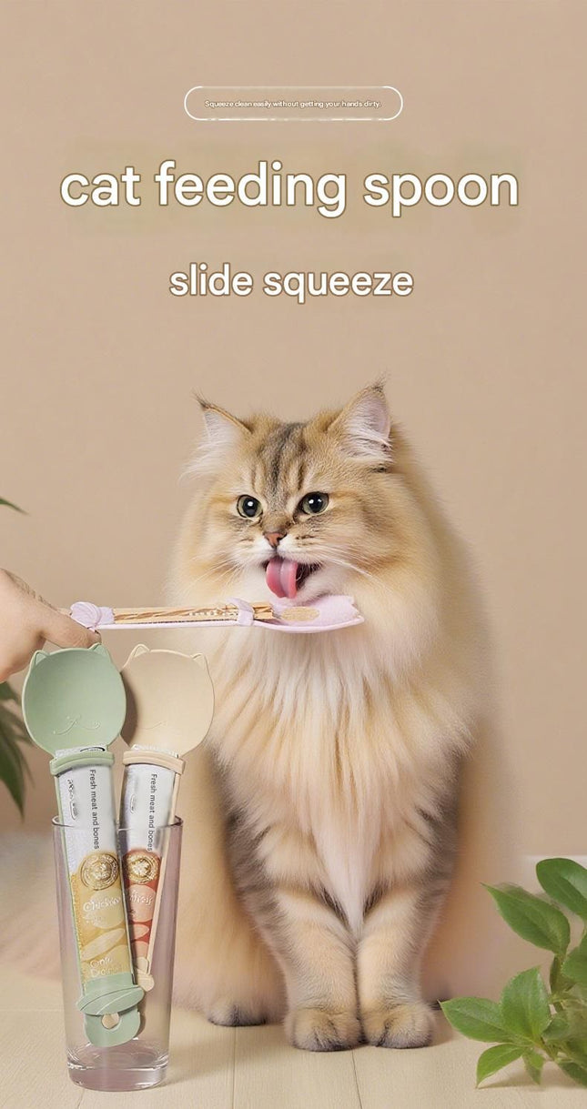 4-piece Beige and Pink and Green and Purple- Cat Treat Spoon for Wet Food & – product detail