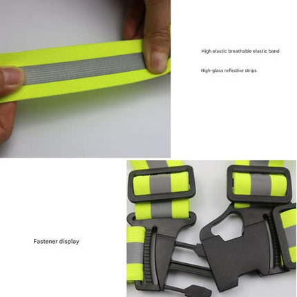 Blue Adjustable Reflective Safety Vest - High Visibility Elastic Straps for Night Running, Cycling & Construction, Lightweight Polyester Reflective Harness for Adults
