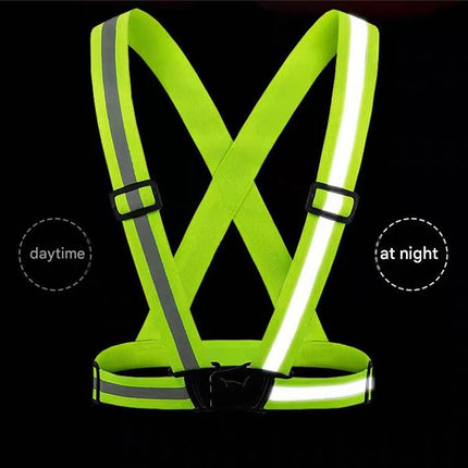 Purple Adjustable Reflective Safety Vest - High Visibility Elastic Straps for Night Running, Cycling & Construction, Lightweight Polyester Reflective Harness for Adults