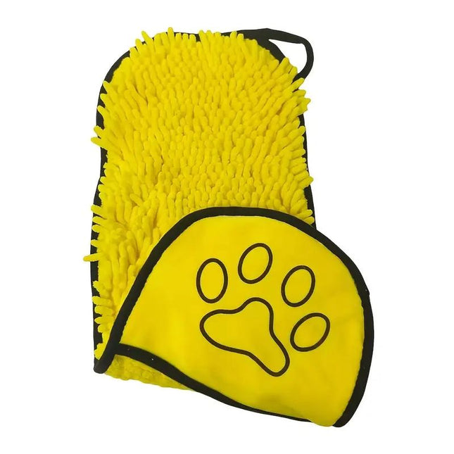 Yellow Chenille Pet Drying Towel with Dual Hand V888-ELOSUNG50919