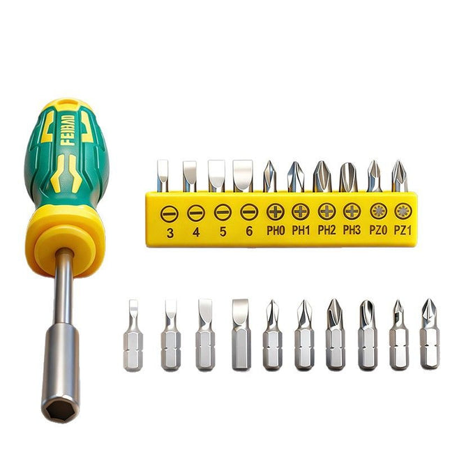 Green and Yellow 11-Piece Magnetic Screwdriver Bit V888-ELOSUNG50935