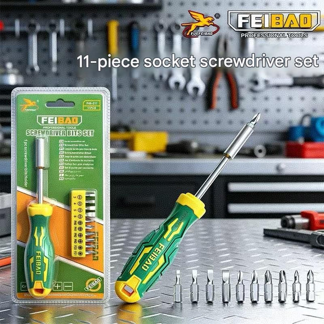 Green and Yellow 11-Piece Magnetic Screwdriver Bit – product detail