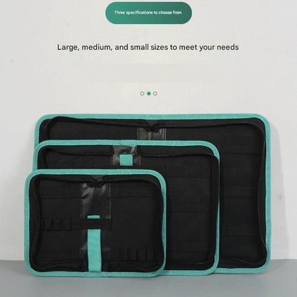 Large Size Black Multi-Purpose Canvas Tool Bag - Durable Oxford Fabric with Zippered Compartments - Professional Organizer for Mechanics, Electricians, DIY Enthusiasts