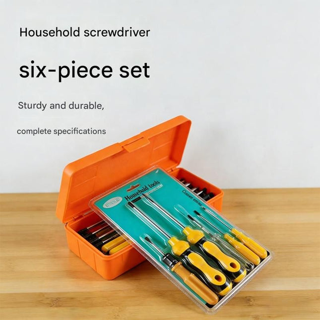 Yellow 6-Piece Household Screwdriver Set Carbon Steel Tips Plastic Shafts Includes Voltage Tester Durable – product detail