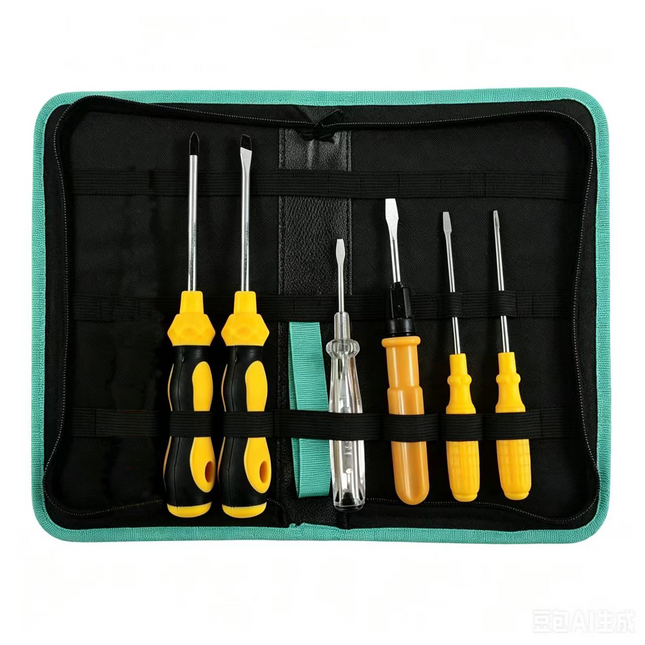 7-Piece Household Screwdriver Set Includes a 6-Piece Yellow Screwdriver Set and a Medium-Sized