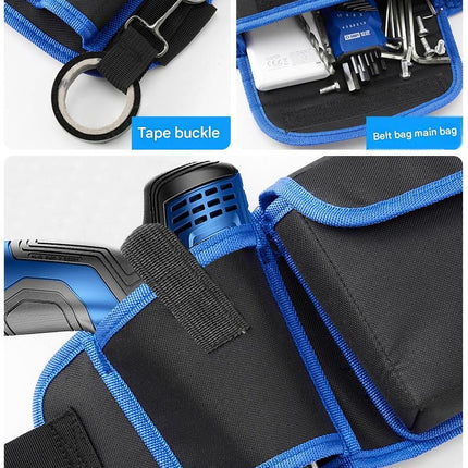 Blue Professional Oxford Cloth Tool Waist Bag –Tool Belt, Multifunctional Work Belt, Men's Robust, Adjustable Tool Belt - Heavy-Duty 600D Waterproof for Electricians, Mechanics & Construction Workers