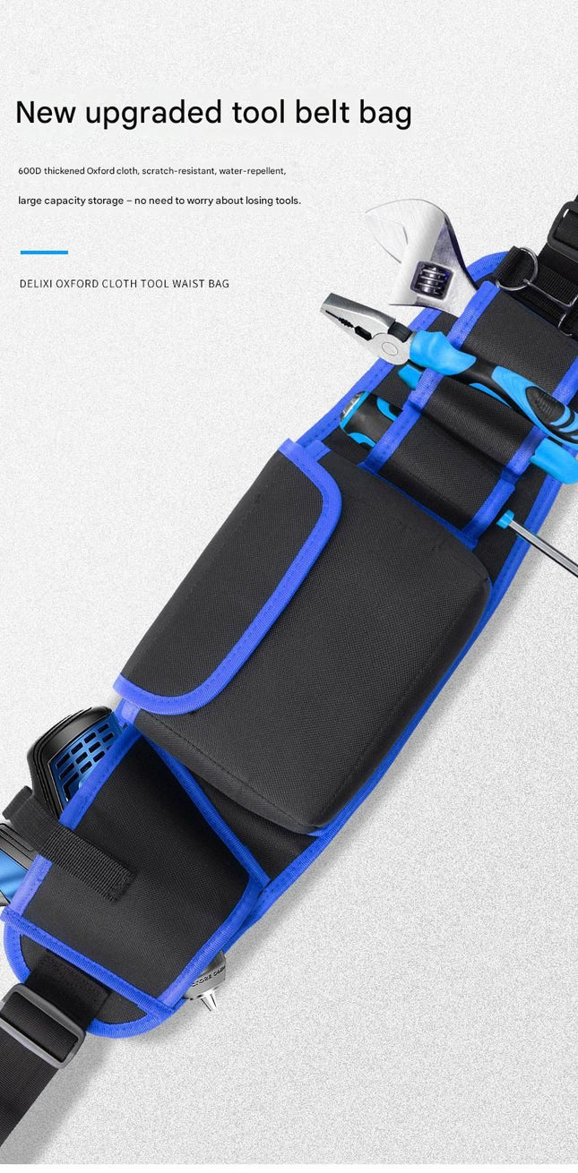 Red Professional Oxford Cloth Tool Waist Bag Tool Belt Multifunctional Work Belt Men's Robust Adjustable – product detail