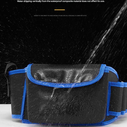 Yellow Professional Oxford Cloth Tool Waist Bag –Tool Belt, Multifunctional Work Belt, Men's Robust, Adjustable Tool Belt - Heavy-Duty 600D Waterproof for Electricians, Mechanics & Construction Workers