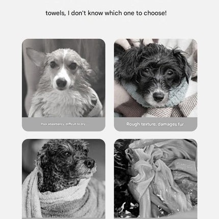 Grey and White L Size Super Absorbent Dog Bathrobe – Quick-Dry Coral Fleece Pet Towel with Snaps & Adjustable Belly Strap | Wearable Drying Coat for Small Medium Large Dogs & Cats After Bath, Swim, Rain