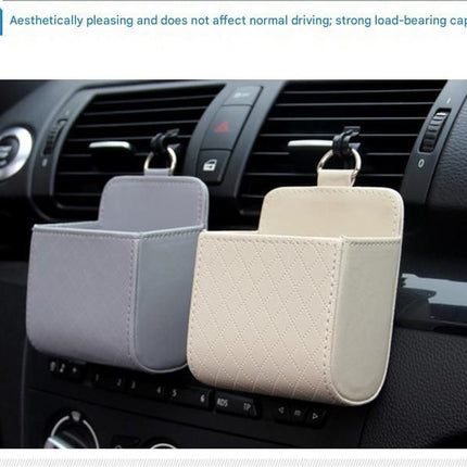 4-piece Black and Brown and Beige and Grey - Leather Car Air Vent Storage Bag - Multi-Purpose Phone Holder & Organiser Pouch for Sunglasses, Keys, Cards - Universal Fit, Easy Install, Compact Design for Dashboard Tidy