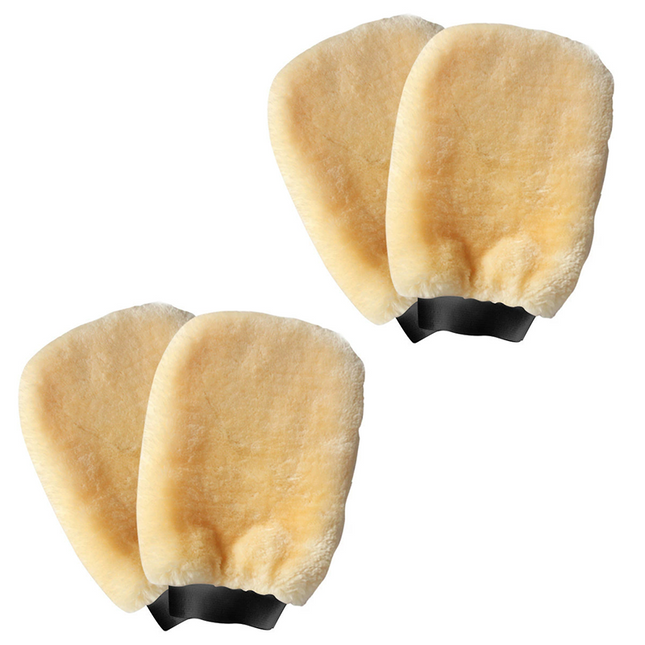 4-Piece Beige Microfiber Car Wash Mitt