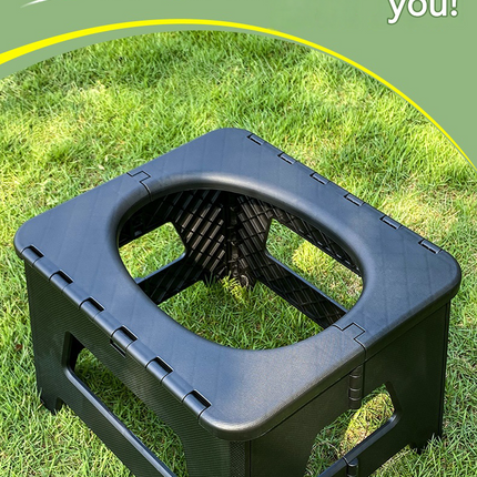 Black Small size Portable Folding Toilet Stool - PP Material - 100kg Load Capacity, Compact & Lightweight, Odor-Resistant Design, for Camping, Road Trips, Outdoor Emergencies, Travel-Friendly Solution