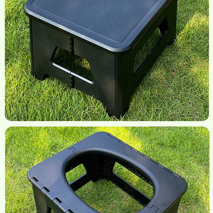 Black Small size Portable Folding Toilet Stool - PP Material - 100kg Load Capacity, Compact & Lightweight, Odor-Resistant Design, for Camping, Road Trips, Outdoor Emergencies, Travel-Friendly Solution