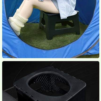 Gray Small size Portable Folding Toilet Stool - PP Material - 100kg Load Capacity, Compact & Lightweight, Odor-Resistant Design, for Camping, Road Trips, Outdoor Emergencies, Travel-Friendly Solution