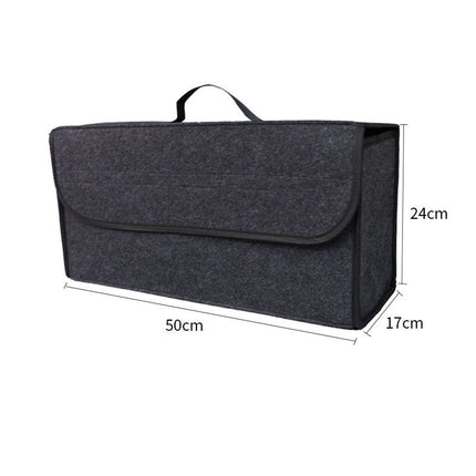 Dark gray Foldable Car Trunk Organizer - Durable Felt Storage Box with Magic Tape Closure, Portable Handle, Scratch Resistant, Space Saving Design for SUV, Sedan, Hatchback