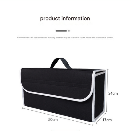 Dark gray Foldable Car Trunk Organizer - Durable Felt Storage Box with Magic Tape Closure, Portable Handle, Scratch Resistant, Space Saving Design for SUV, Sedan, Hatchback