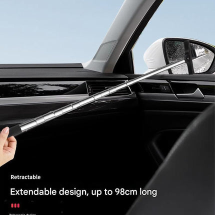 Pink Telescopic Car Mirror Wiper - ABS & Stainless Steel - 98cm Extendable, Defog & Rain Removal, Compact Car Cleaning Tool, Universal Fit, Travel Friendly