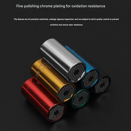 Yellow Universal Socket Set 7-19mm - Steel Construction - Multi-function Magic Socket, Colorful Design, Lightweight 130g, Compatible with Power Drills, Versatile Tool for Home & Auto Repair