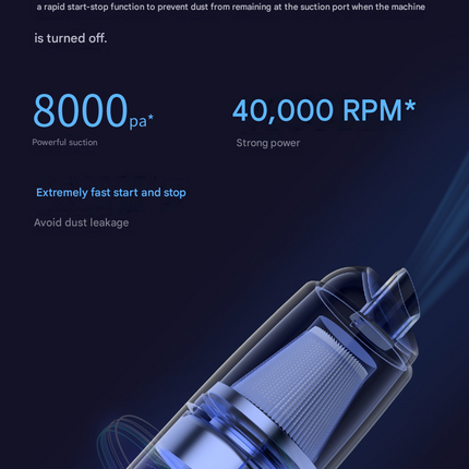 White Mini Portable Car Vacuum Cleaner - 120W Strong Suction, Handheld Wireless, Lightweight 300g, Wet and Dry Use, for Car Interior, Home, Office, and Travel
