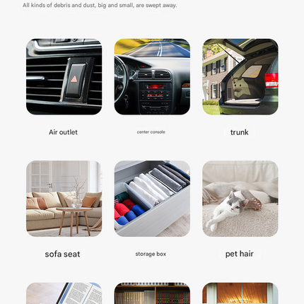 White Mini Portable Car Vacuum Cleaner - 120W Strong Suction, Handheld Wireless, Lightweight 300g, Wet and Dry Use, for Car Interior, Home, Office, and Travel