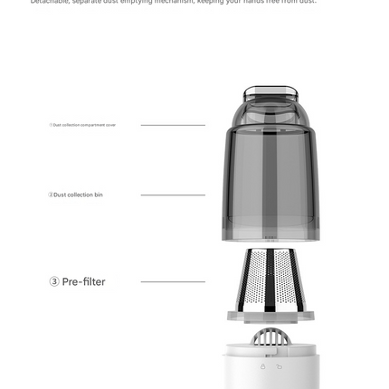 White Mini Portable Car Vacuum Cleaner - 120W Strong Suction, Handheld Wireless, Lightweight 300g, Wet and Dry Use, for Car Interior, Home, Office, and Travel