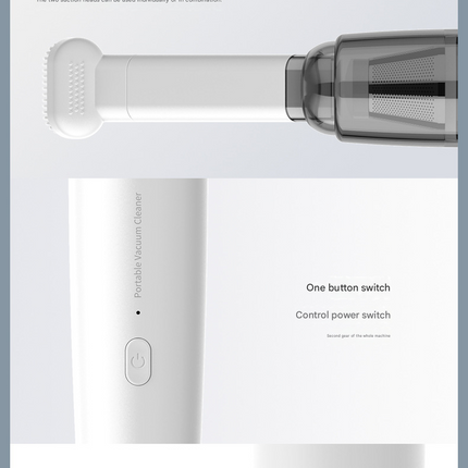 White Mini Portable Car Vacuum Cleaner - 120W Strong Suction, Handheld Wireless, Lightweight 300g, Wet and Dry Use, for Car Interior, Home, Office, and Travel