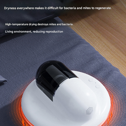 White Automatic Intelligent Walking Mite Removal Robot - UV Sterilisation, High Frequency Beating, Strong Suction, Wireless Rechargeable Bed Vacuum for Mattress, Sofa, Carpet, Pet Hair