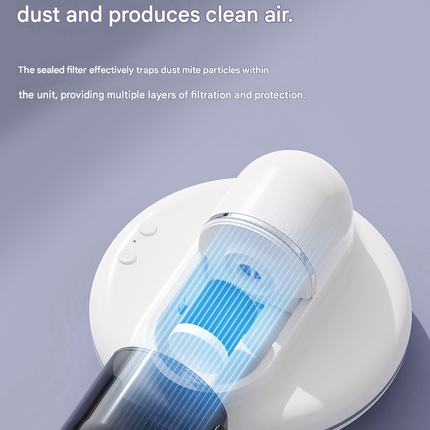White Automatic Intelligent Walking Mite Removal Robot - UV Sterilisation, High Frequency Beating, Strong Suction, Wireless Rechargeable Bed Vacuum for Mattress, Sofa, Carpet, Pet Hair