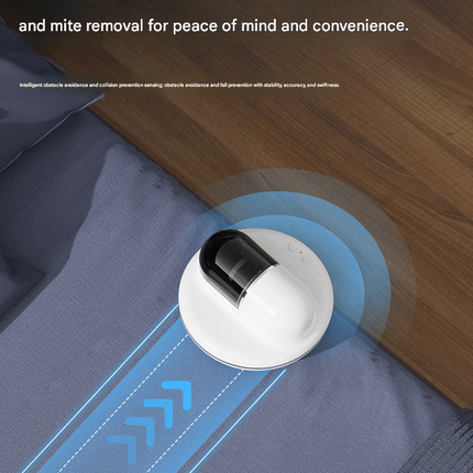 White Automatic Intelligent Walking Mite Removal Robot - UV Sterilisation, High Frequency Beating, Strong Suction, Wireless Rechargeable Bed Vacuum for Mattress, Sofa, Carpet, Pet Hair