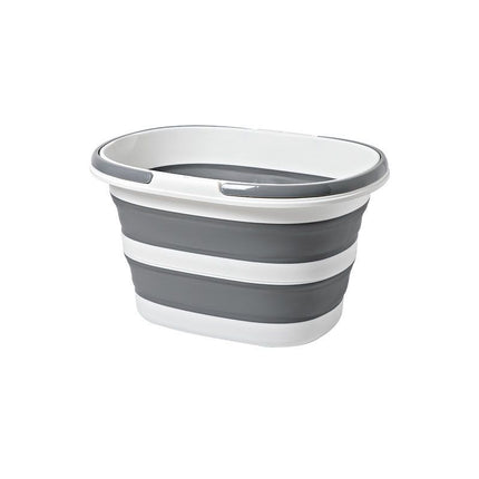 Grey Foldable Collapsible Bucket - 16L Portable Space Saving Basin for Laundry Cleaning Outdoor Use