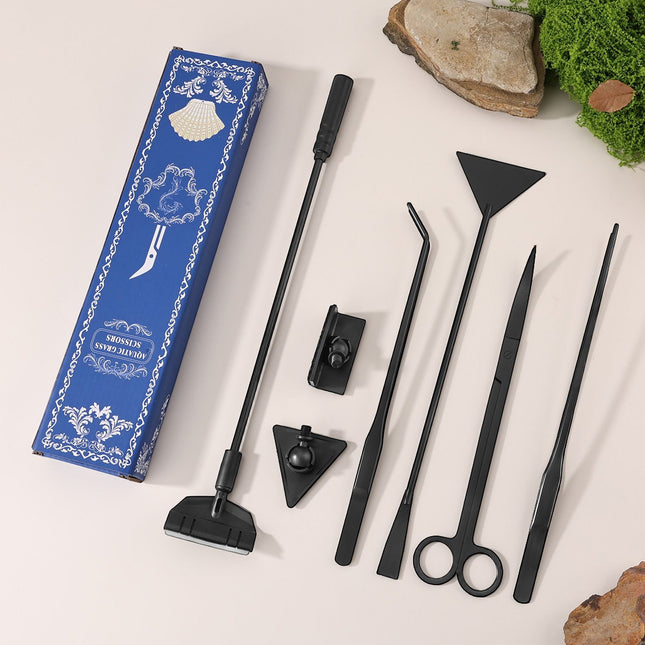 Black Stainless Steel Aquarium Cleaning Tool Kit