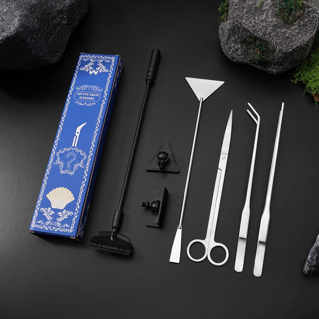 Silver Stainless Steel Aquarium Cleaning Tool Kit
