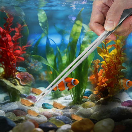 Silver Stainless Steel Aquarium Cleaning Tool Kit - 5 Piece Fish Tank Maintenance Set with Tweezers Scissors Algae Scraper Spatula