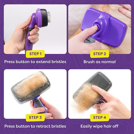 Green Pet Grooming Brush - Large Self-Cleaning Deshedding Tool for Cats and Dogs