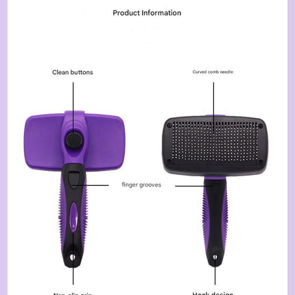 Yellow Pet Grooming Brush - Large Self-Cleaning Deshedding Tool for Cats and Dogs
