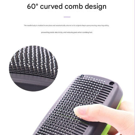 Purple Pet Grooming Brush - Large Self-Cleaning Deshedding Tool for Cats and Dogs