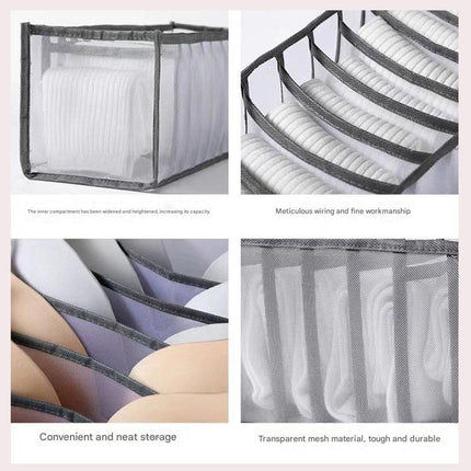 White Drawer Underwear Organiser Set - 3 Piece Mesh Storage Boxes for Bras Underwear Socks