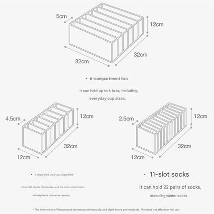 Beige Drawer Underwear Organiser Set - 3 Piece Mesh Storage Boxes for Bras Underwear Socks