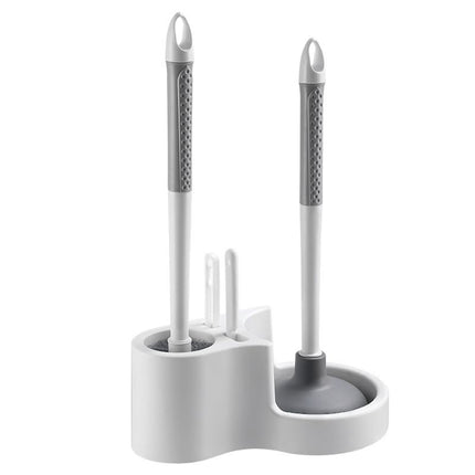 Toilet Cleaning Tool Set - 4 in 1 Bathroom Plunger and Brush Kit with Wall Mount Holder