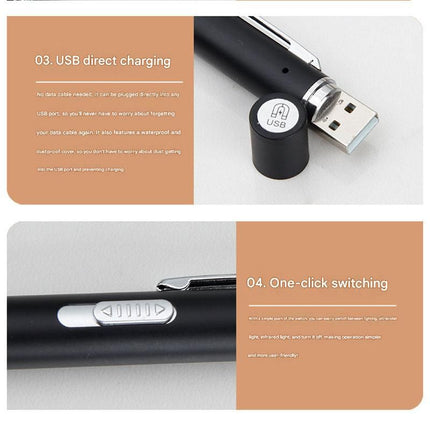 Black Metal Laser Cat Toy Pen Set - 2 Piece USB Rechargeable 3-in-1 Laser Pointer with UV Light and LED Torch in Gift Tin Box